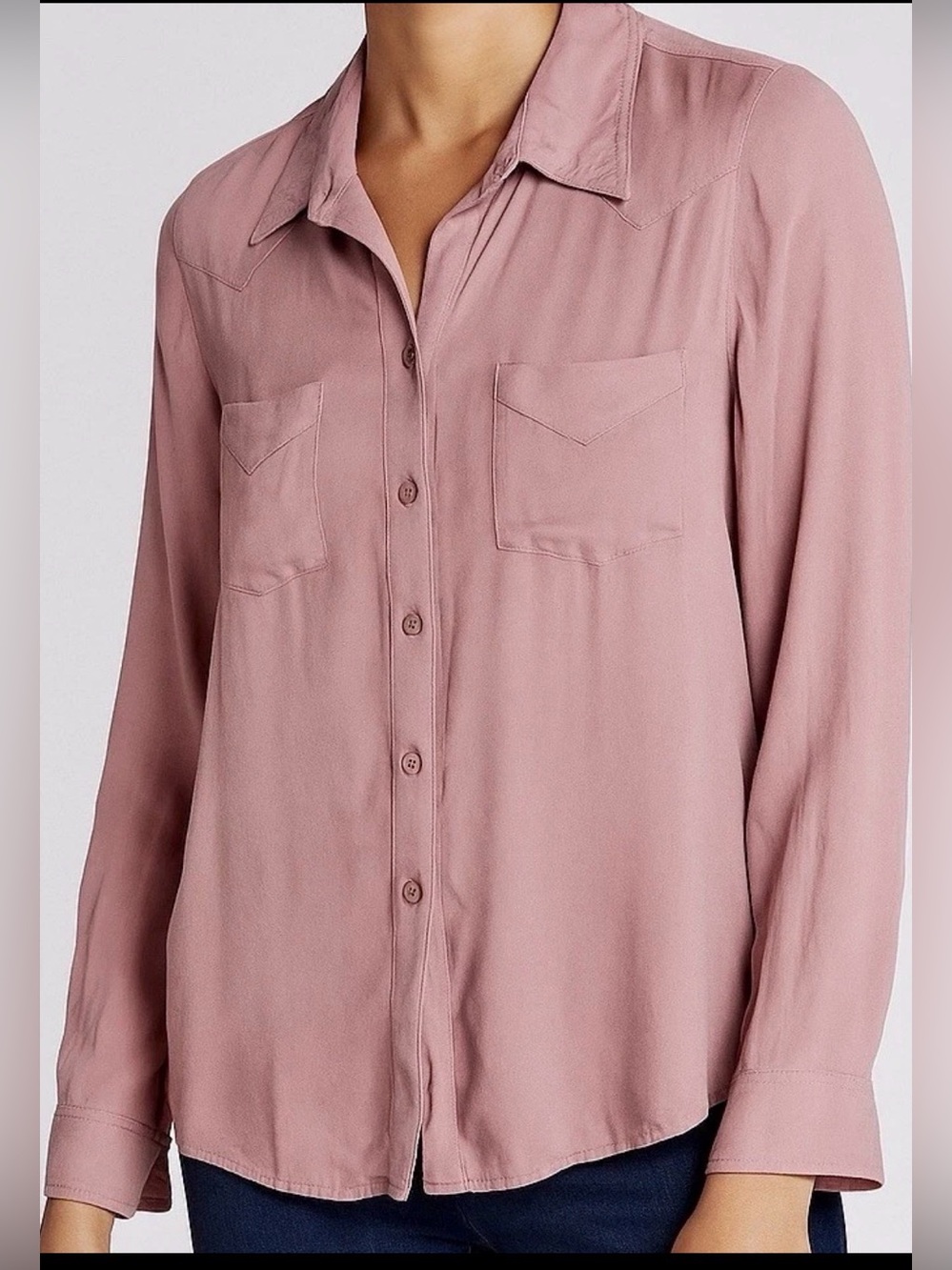 Hippie Rose Shirt Top Women’s Medium Pink Button Up Long Sleeve Pockets Western